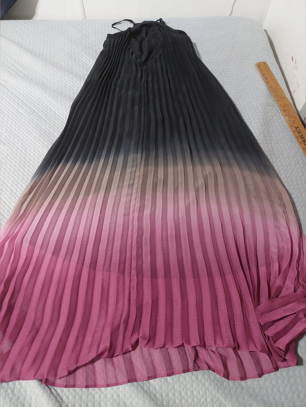 Bar III Pleated Ombre Maxi Dress in Black and Pink